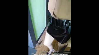 Public Elevator Crossed Legs Orgasm In Pvc Skirt