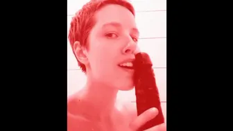 Playing, Teasing, Sucking, Black Dildo Shower Time