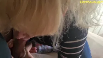 My Blonde Wife Gives Me A Blowjob And I Fuck Her Face, Big Cum Load On Feet, Feetcouple69 Mouth Fuck