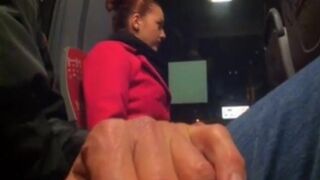 Guy Masturbating His Dick Right Besides Sexy Female In The Public Bus