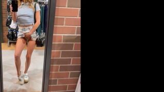 Sexy Blonde Rubbing Her Pussy In The Store