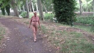 Cheeky Grandma Goes For A Nude Stroll Outside