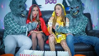 Bailey Base, Dani Blu - Halloween Switch Plan (Teen, Foursome, Blowjob, Brunette, Costume, Cowgirl, Doggystyle, Step Dad)