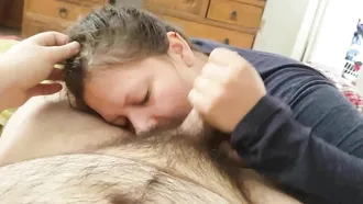 My Brunette Wife Sucks My Hairy Cock And Licks My Balls Until I Cum