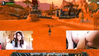 Geeky Gamer Gal Riding An Oversized Dildo While Playing World Of Warcraft