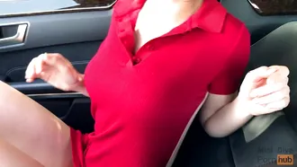 Girl Dressed In Red Is Enjoying The Deepest Public Fucking You Can Possibly Imagine