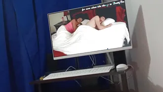 Amateur Latina Is Wearing A Mask And She Sucks Her Husband While He Is Watching Porn