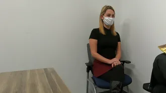 Scarlettraven Gives Her New Boss A Hot Blowjob During Job Interview And Gets A Facial