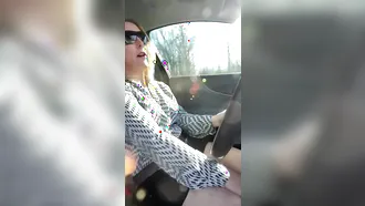 Brickbabe Gets Naughty While Driving And Rubs Her Shaved Pussy In The Car