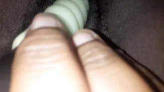 Close Up Of Me Playing With My Little Black Cunt