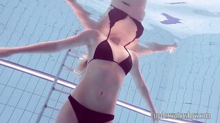 Lucy Takes Off Bikini In The Pool