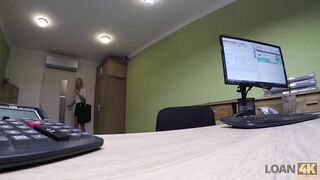 Loan4K. Agent Drills Mouth, Pussy, And Asshole Of Blonde In Office