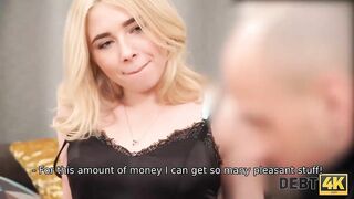 Debt4K. Finally, Blonde Babe Maria Hurricane Agrees To Pay For Sofa