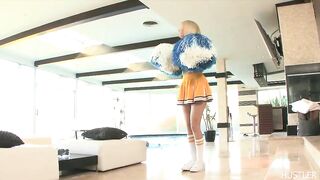 Blonde Cheerleader Licking Balls