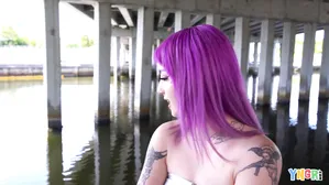 Hot Inked Purple Hair Punk Teen Gets Banged