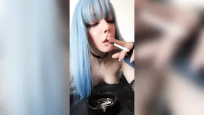 Bluehair Barely Legal Alt Girl With Titties Out Smoking (Full Vid On My Onlyfans/Manyvids)