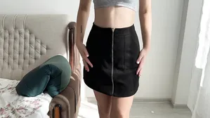 Caught By Beautiful Roommate Wearing Her Sexy Black Skirt