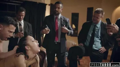 Businessmen Use A Girl Blowjob Rough Fucking