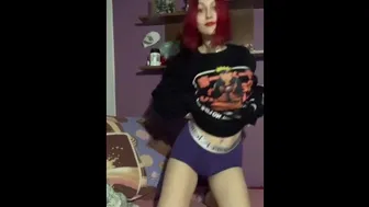 Dirty Whore Shows What She Has Under The Anime Hoodie