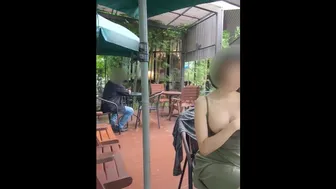 Public Flashing In The Cafe Without Panties