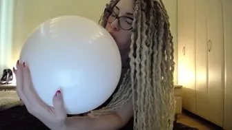 White Big Ballon Blow Then Pop With Ass