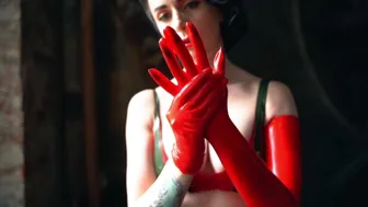 Fetish Red Latex Gloves