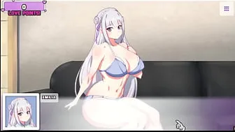 Waifu Hub [Pornplay Parody Hentai Game] Emilia From Re-Zero Couch Casting - Part1 First Time Porn Shooting For That Innocent Elf