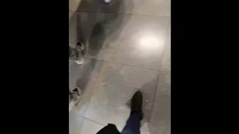 Public Peeing At The Airport With Announcement And Lot's Of People Around