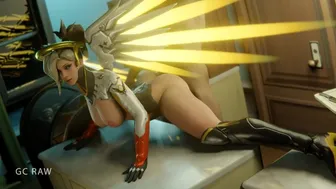 Doggy Style Sex With Hot Flexible Mercy On Table. Gcraw. Overwatch