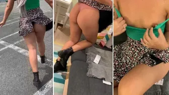 Walking Around In The Store - Shy Girl Showing Her Ass And Titties In Public