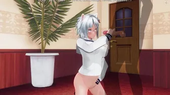 3D Hentai Neko Schoolgirl Called You Home To Jerk Off Your Cock