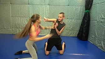 Mixed Wrestling - Couple Go At Each Other