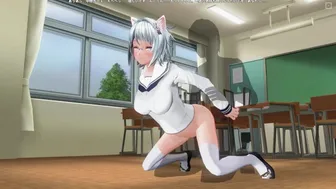 3D Hentai Neko Schoolgirl Gets Fucked In The Ass In The Classroom