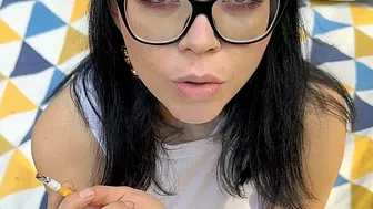 Legendary Busty Pornstar Shione Cooper Smoking In Your Face In Glasses Like A Nerdy Girl And Bouncing Boobs Next And Boobs Play