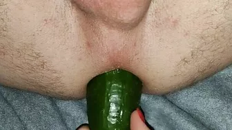 He Likes Big Cucumber In Ass - Vegetable Anal Fuck