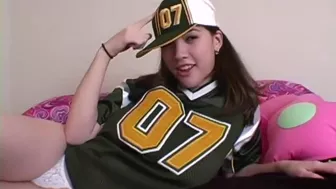 Busty Teen Strips Off Her American Jersey