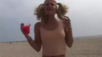 Little Summer Fingering Her Pussy Hard At The Beach