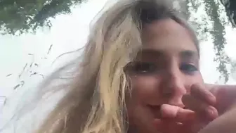 Horny Blonde Slut Takes Hard Anal Pounding Outdoor