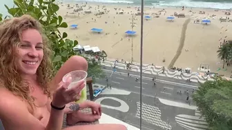 Hot Blonde Amateur Anal Creampie On Balcony Beach