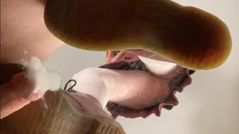 A Shoejob With Well Worn Doc Martens - Cbt - Pov And Underglass Cumshot - Doublecam - Hd