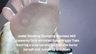 Under Smoking Stomping Giantess Milf Unawares Dirty Wrinkled Soles Wiggly Toes Wearing A Crop Top And Panties She Burns Herself And Jumps Up And Down