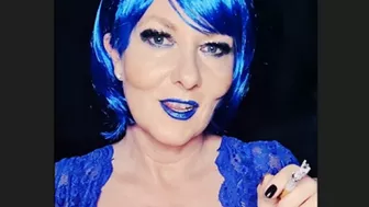 Milf Smoking Marlboro Menthol 100 With Sexy Mystic Blue Lips And Blue Wig