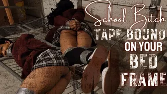 School Bitch Tape Bound On Your Bed Frame: Damsel Struggles In Duct Tape In 4K