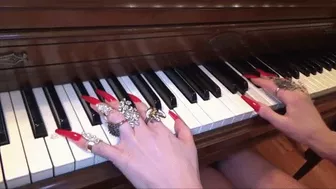 Long Red Fingernails Playing Piano - Full Clip - 1920X1080(*Mp4)