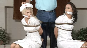 Sexy Nurses Georgia Jones And Jana Jordan Sit Chair Tied And Cleave Gagged