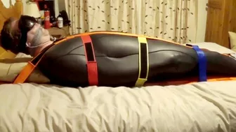 Desperately Trying To Escape From A Tight Fitting Neoprene Sleepsack Before His Torment Begins-Bbw Bondage, Bbw Domination, Amateur,Male Bondage,Man In Bondage, Sleep Sack,Strapped Down,Bound And Gagged Man,Struggling