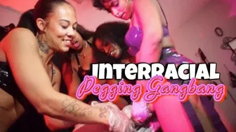 Interracial Pegging Gangbang