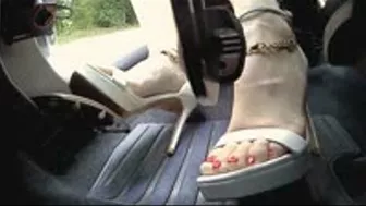 Wife Drives In Sexy Platform Sandals - Pedal View