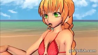 Giantess Vore - Beachgirl Eating Tiny Boyfriend