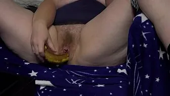 A Powerful Hole In Hairy Pussy Crushed A Banana And Then Fucked With A Dildo. Mature Bbw Again Cheating On Her Husband Before The Webcam